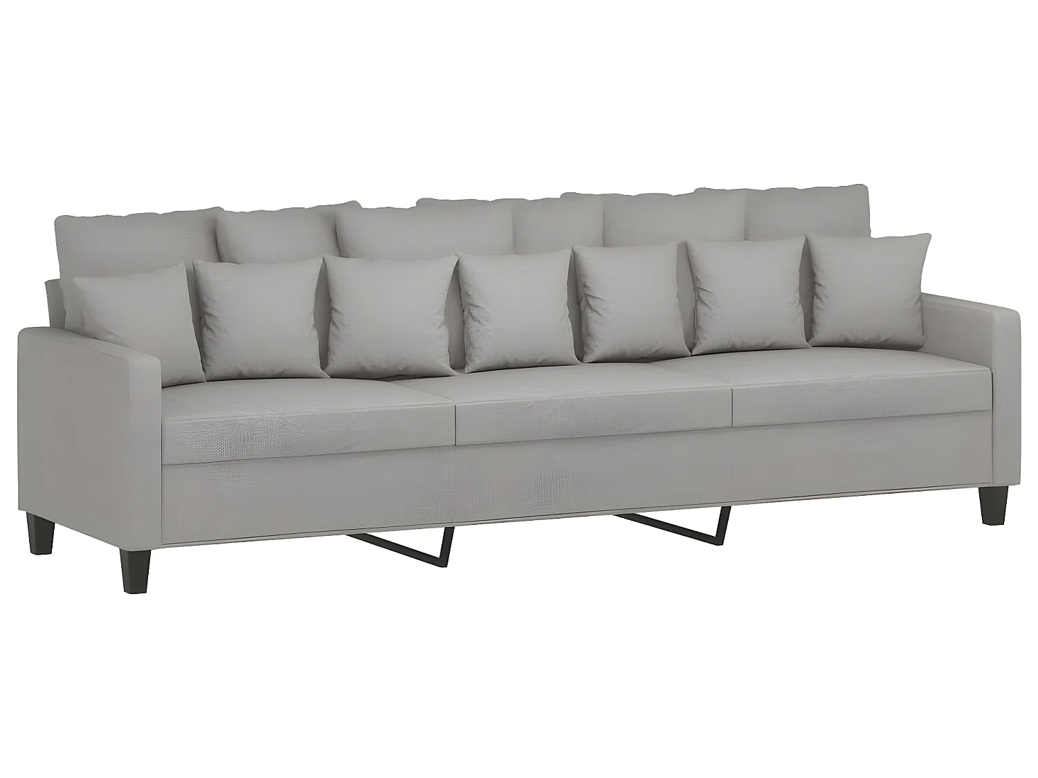Canapé à 3 places avec repose-pieds Gris clair 210 cm Tissu