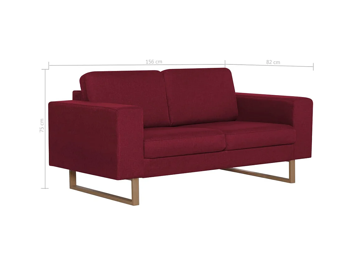 Canapé à 2 places Tissu Rouge bordeaux