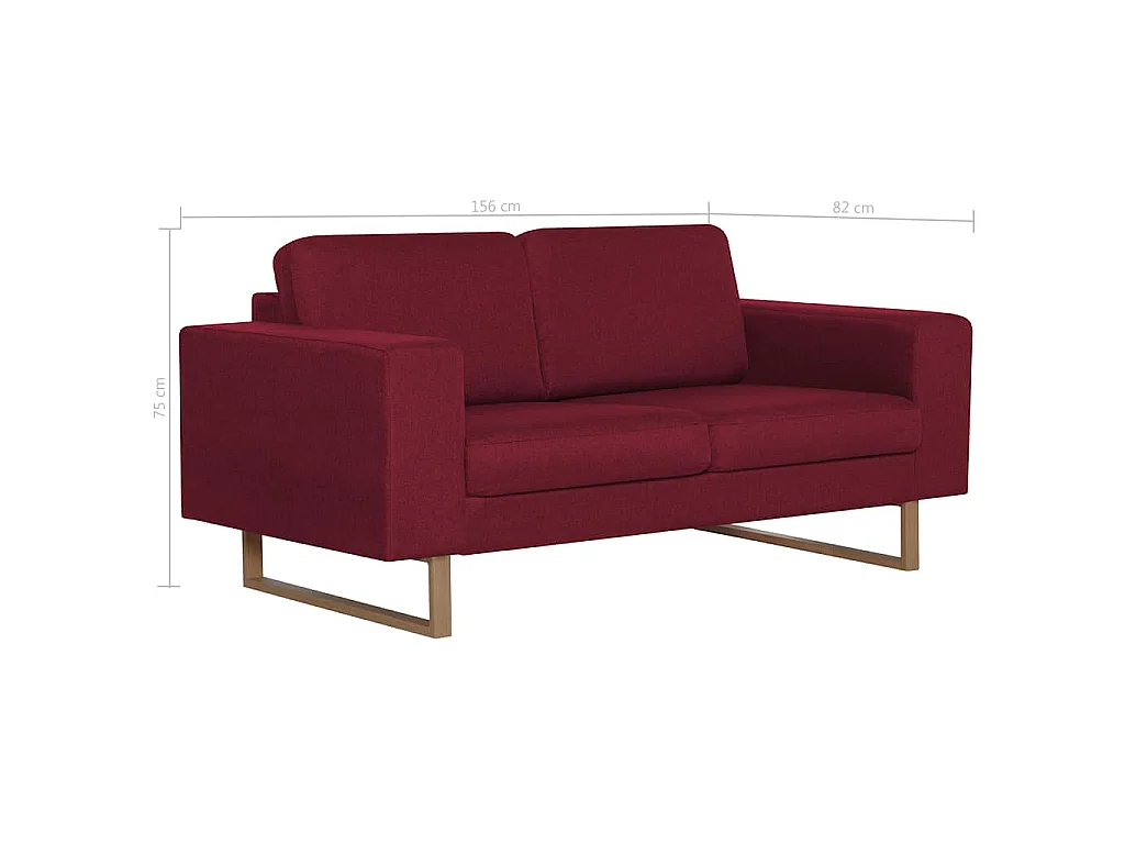 2-Sitzer-Sofa Stoff Weinrot