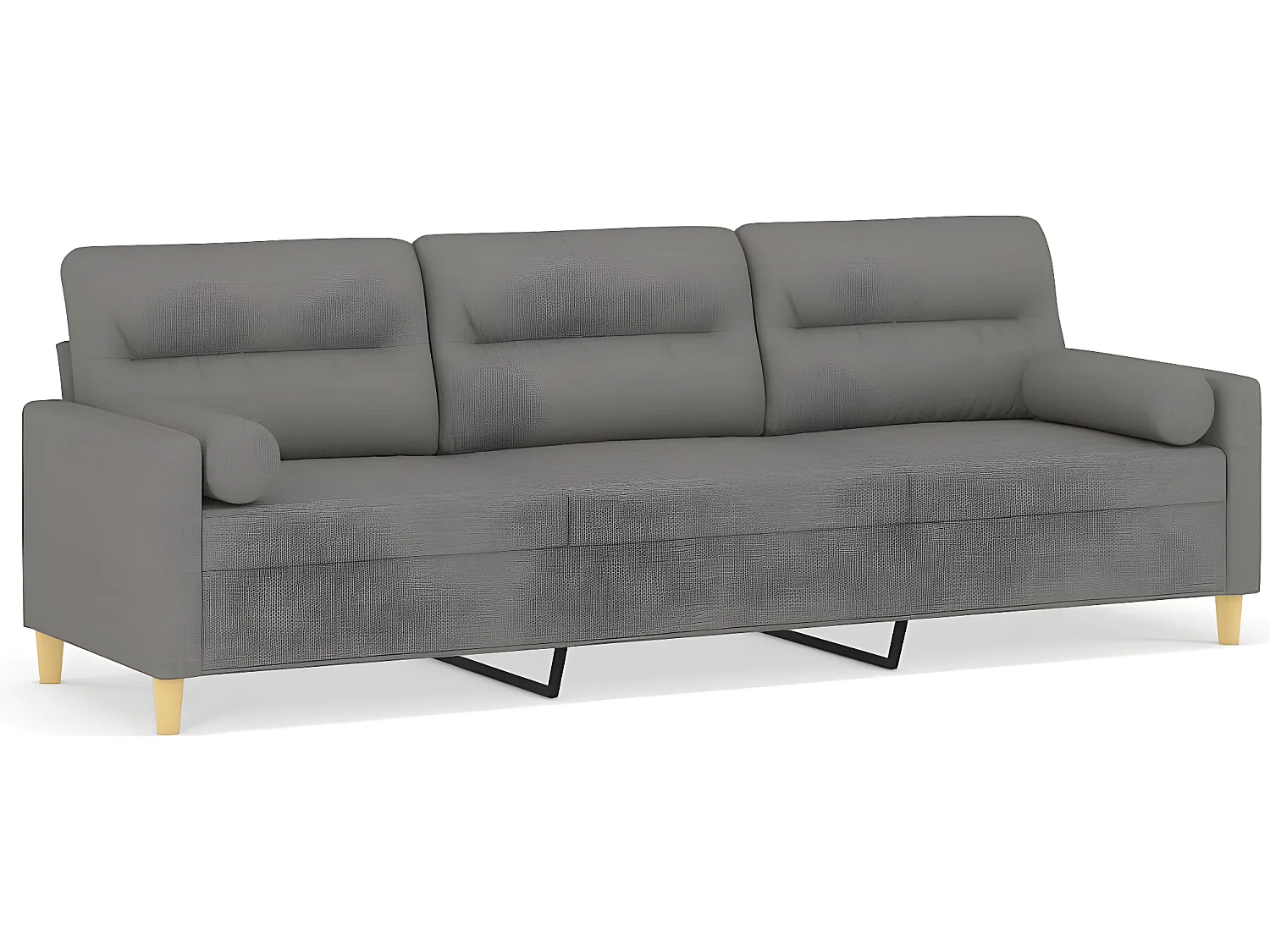 Canapé 3 places et oreillers et coussins Gris foncé 210cm Tissu