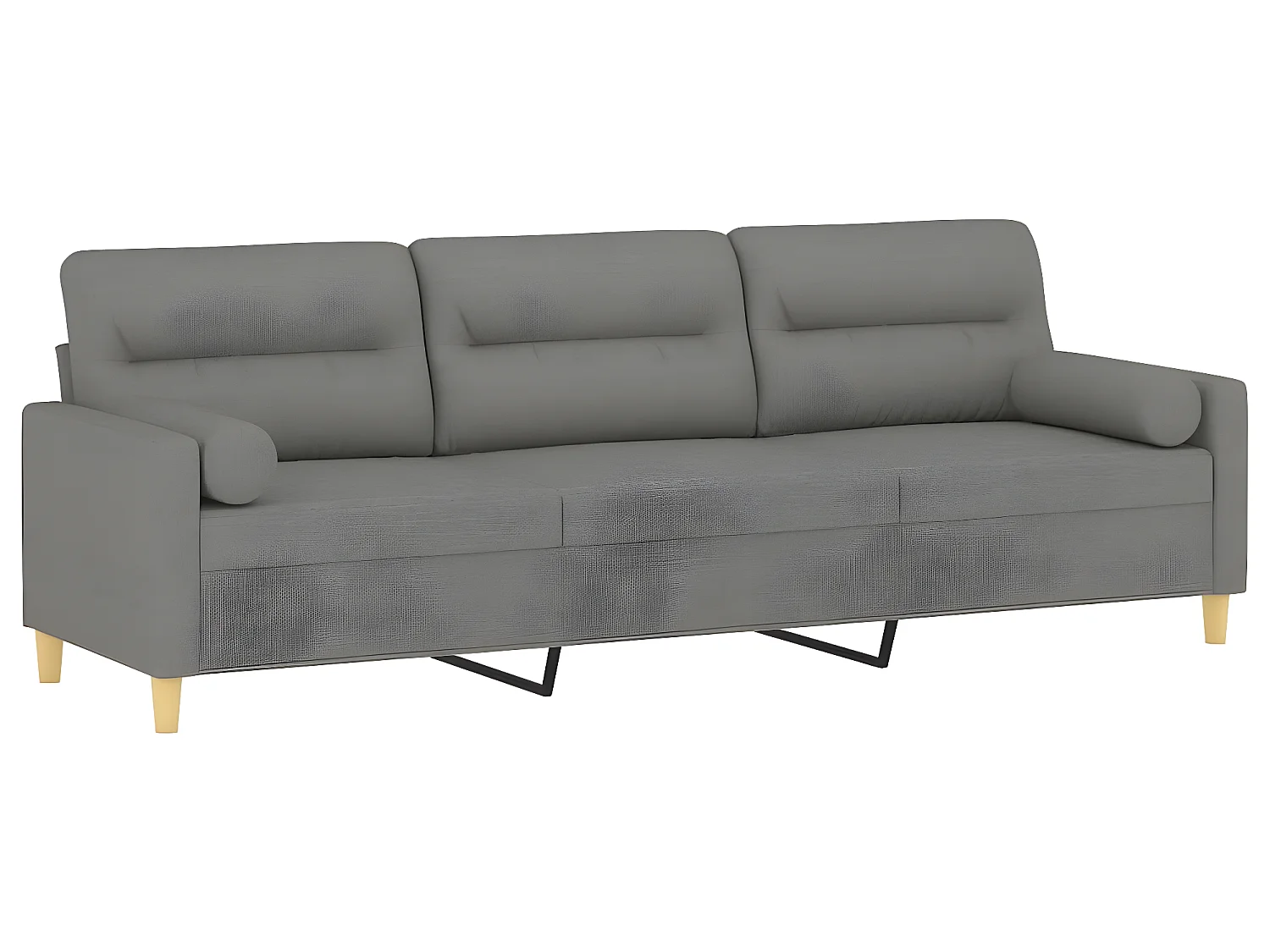 Canapé 3 places et oreillers et coussins Gris foncé 210cm Tissu