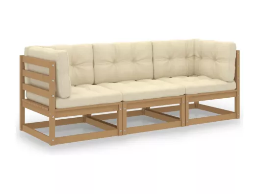 Kauf Unique 3-Sitzer-Gartensofa mit Kissen Kiefer Massivholz