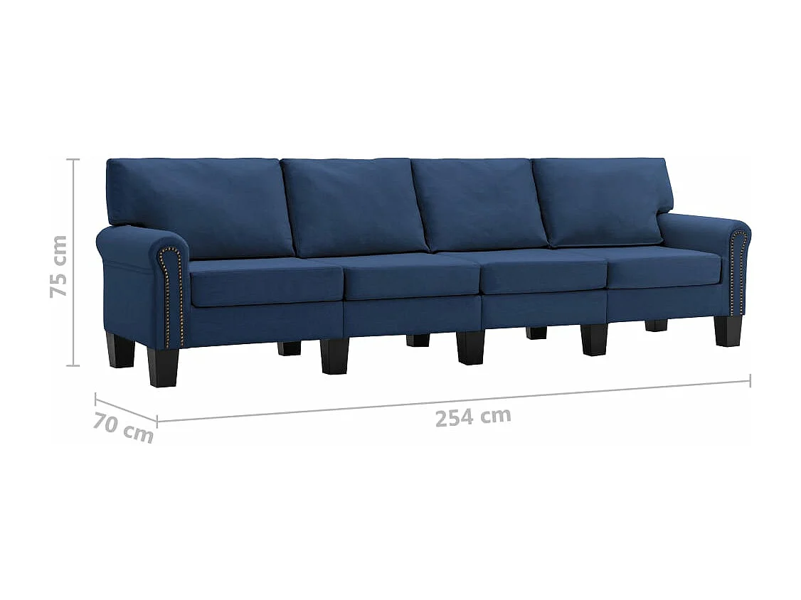 Sofá de 4 lugares em tecido azul