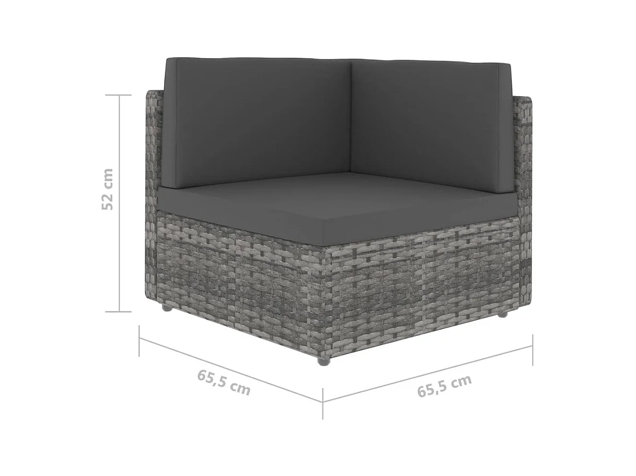 Modulares Sofa-Eckteil Poly Rattan Grau
