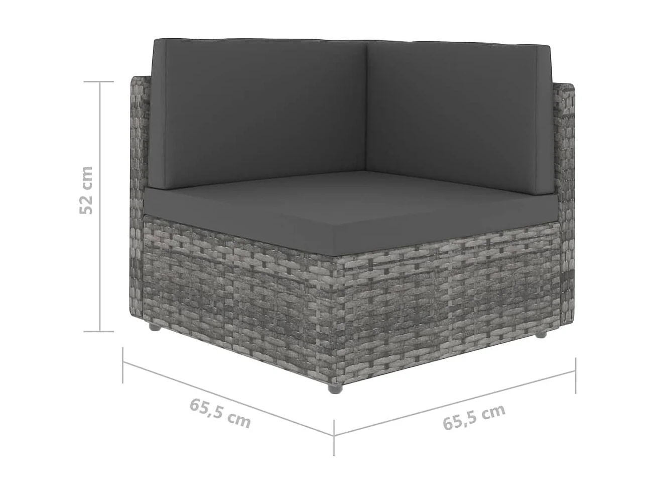 Canapé d'angle sectionnel Résine tressée Gris