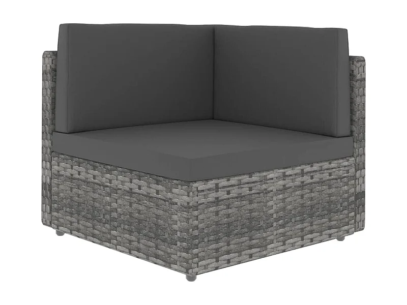 Canapé d'angle sectionnel Résine tressée Gris