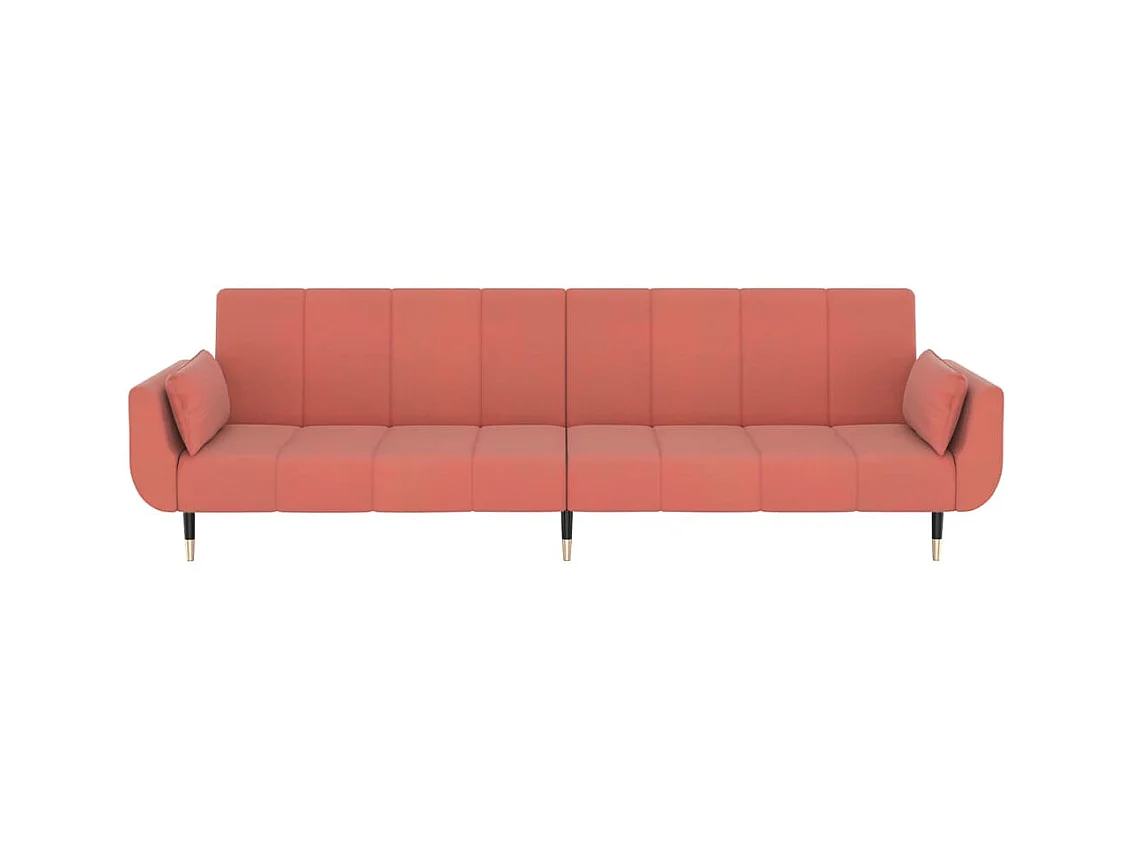 Sofá cama de 2 plazas con dos cojines terciopelo rosa