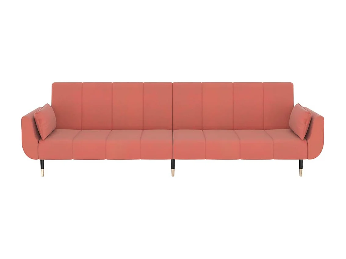 Divano Letto a 2 Posti con 2 Cuscini Rosa in Velluto