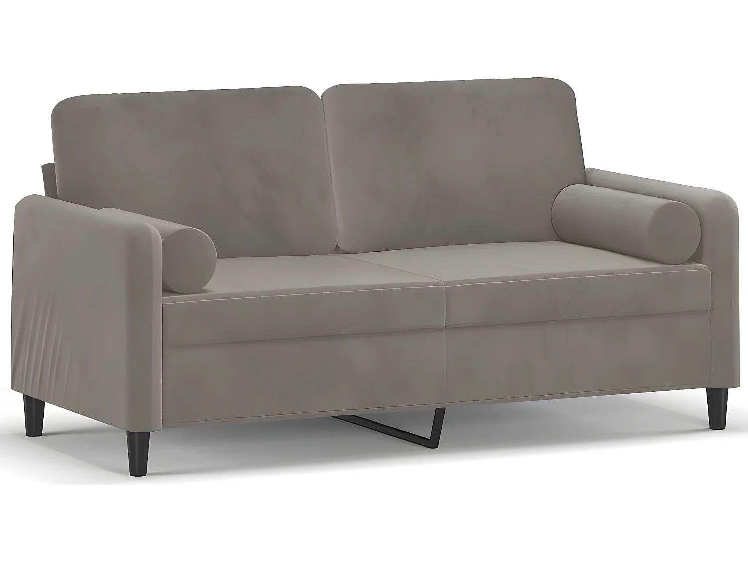 Canapé 2 places oreillers et coussins Gris clair 140 cm Velours