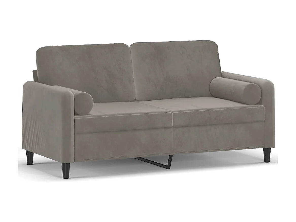 Canapé 2 places oreillers et coussins Gris clair 140 cm Velours