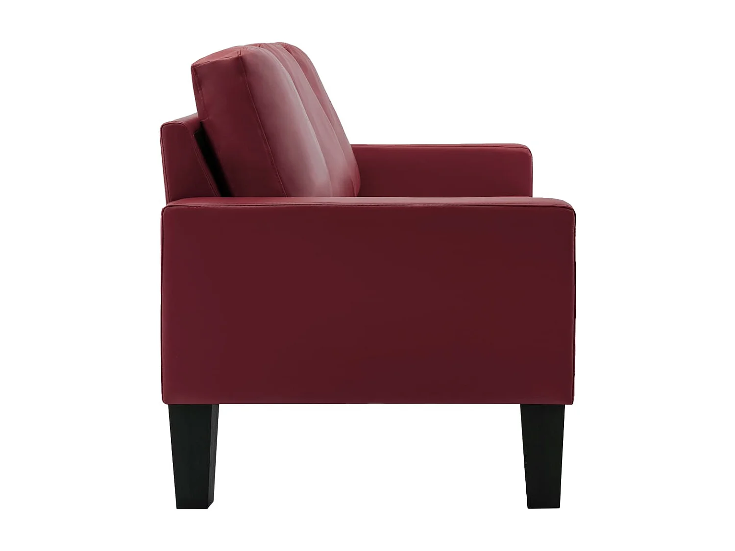 Sofá de 3 lugares couro artificial vermelho tinto