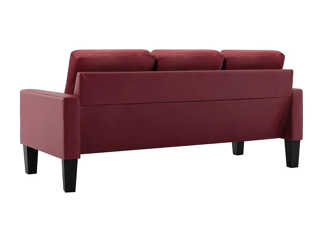 Sofá de 3 lugares couro artificial vermelho tinto