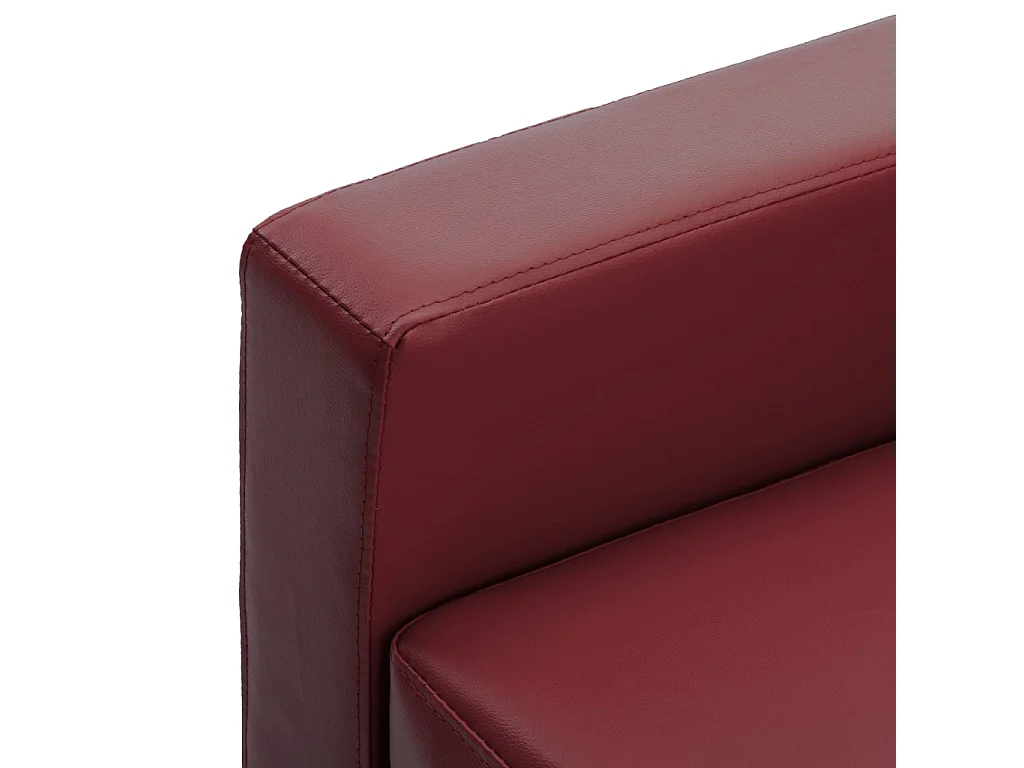 Sofá de 3 lugares couro artificial vermelho tinto