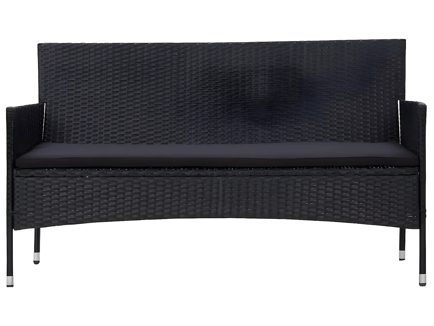 3-Sitzer-Gartensofa mit Auflagen Schwarz Poly Rattan
