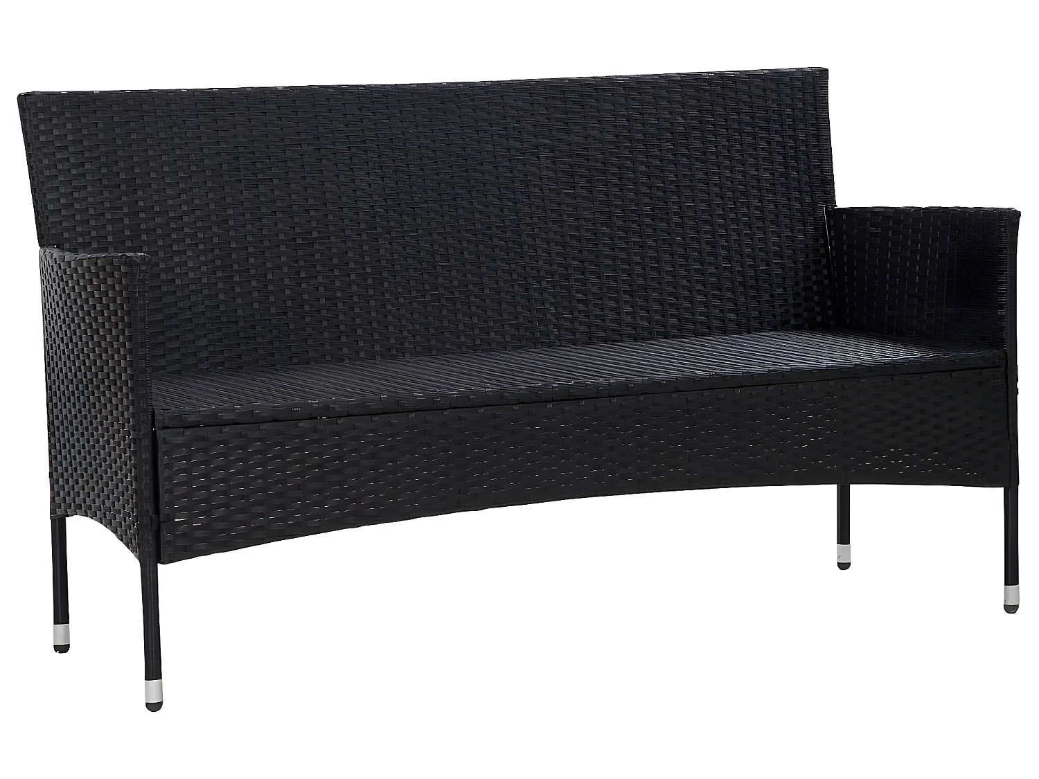 3-Sitzer-Gartensofa mit Auflagen Schwarz Poly Rattan