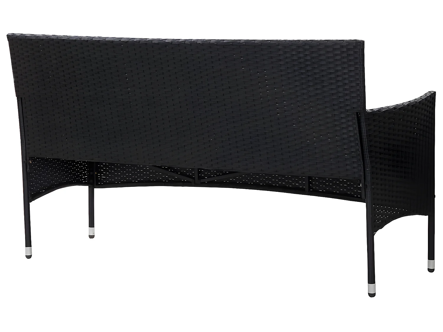3-Sitzer-Gartensofa mit Auflagen Schwarz Poly Rattan