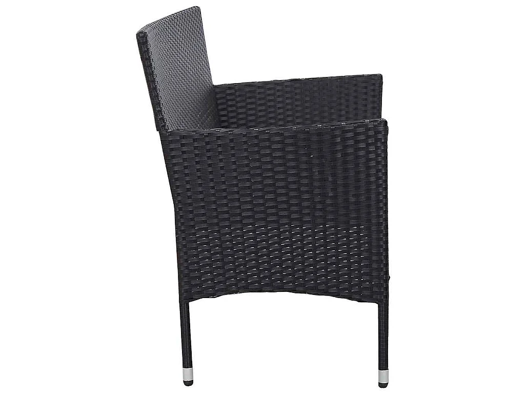 Divano da Giardino a 3 Posti con Cuscini Nero in Polyrattan