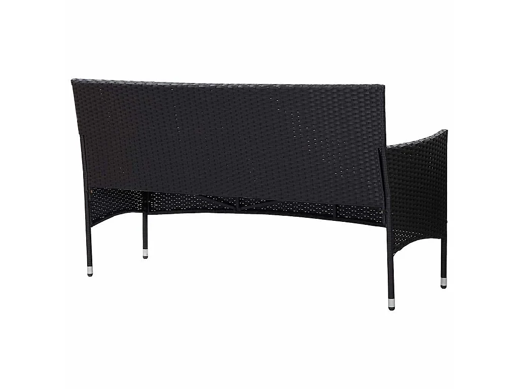 Divano da Giardino a 3 Posti con Cuscini Nero in Polyrattan