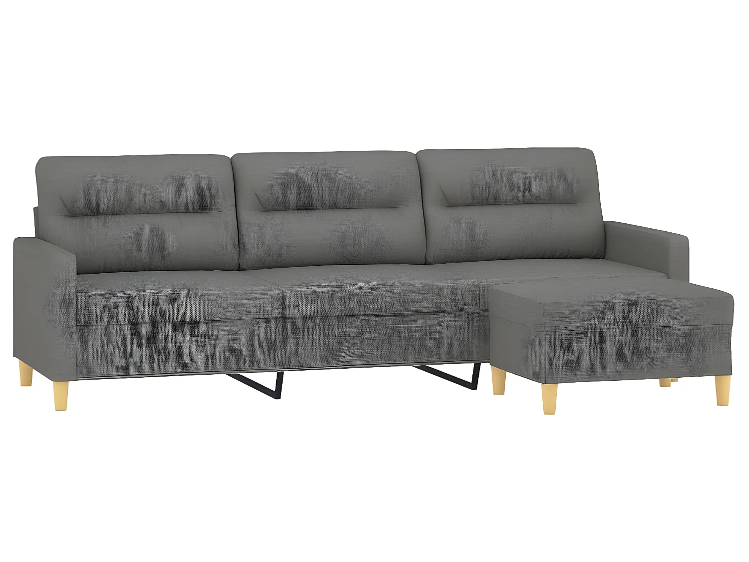 Canapé à 3 places avec repose-pieds Gris foncé 210 cm Tissu