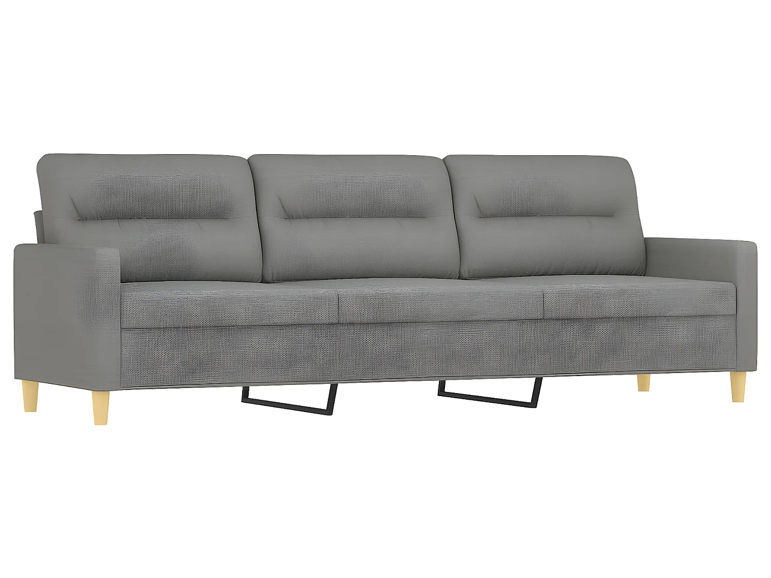 Canapé à 3 places avec repose-pieds Gris foncé 210 cm Tissu