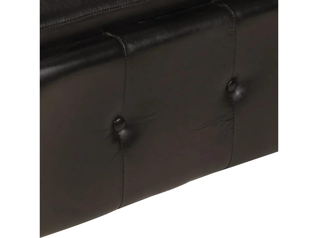 Canapé Chesterfield à 2 places Noir Cuir véritable