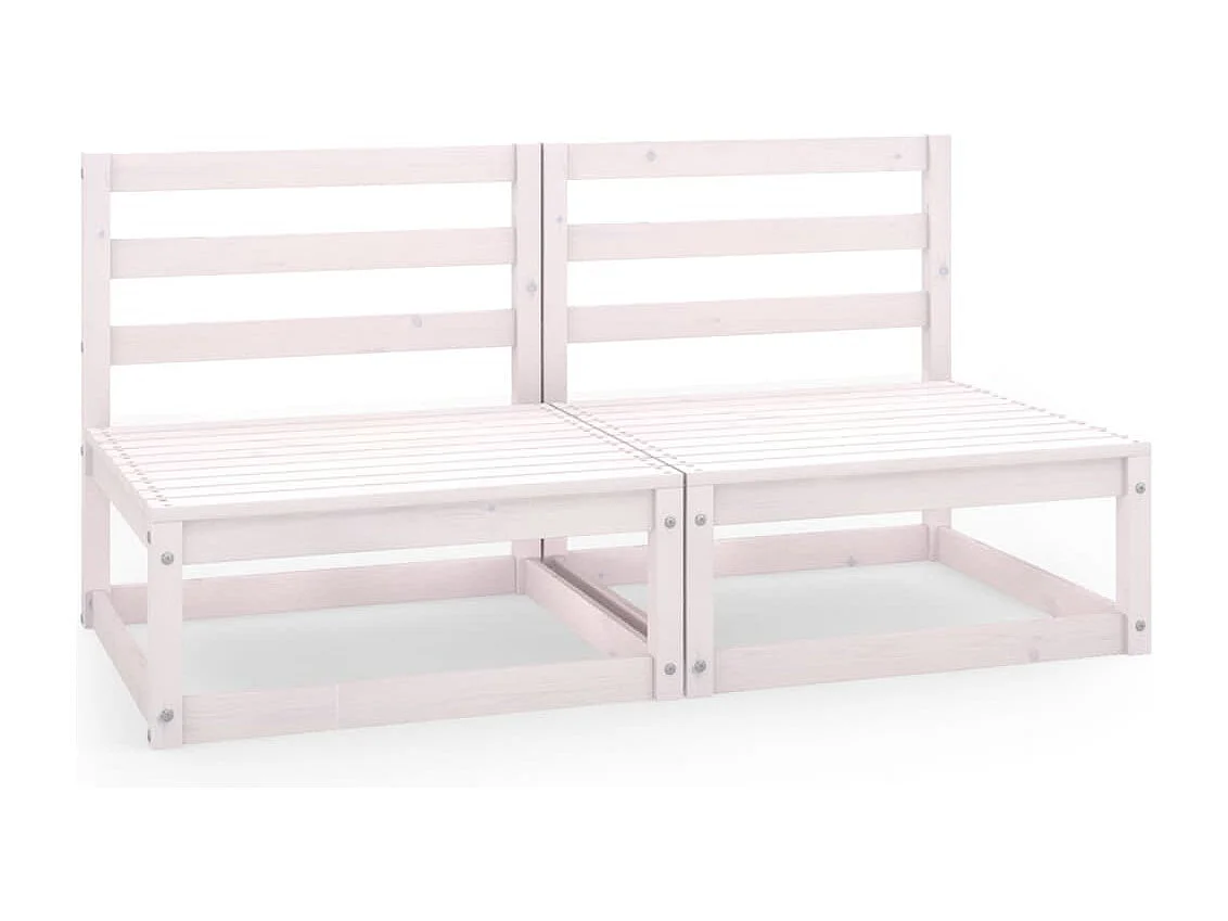 Gartensofa 2-Sitzer Weiß Massivholz Kiefer