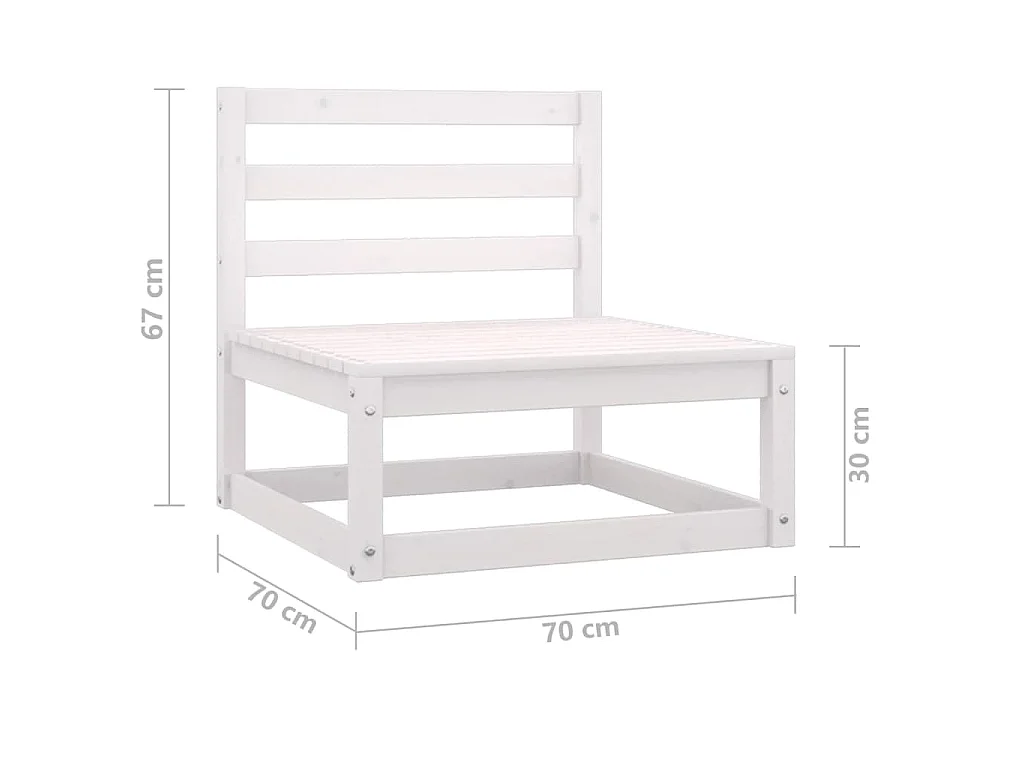 Canapé à 2 places de jardin Blanc Bois de pin solide