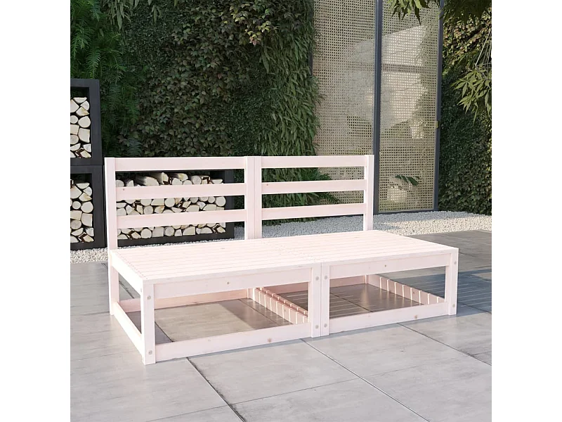 Tuinbank 2-zits massief grenenhout wit