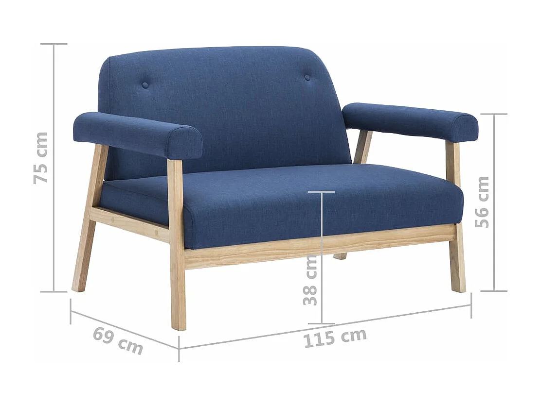 2-Sitzer-Sofa Stoff Blau