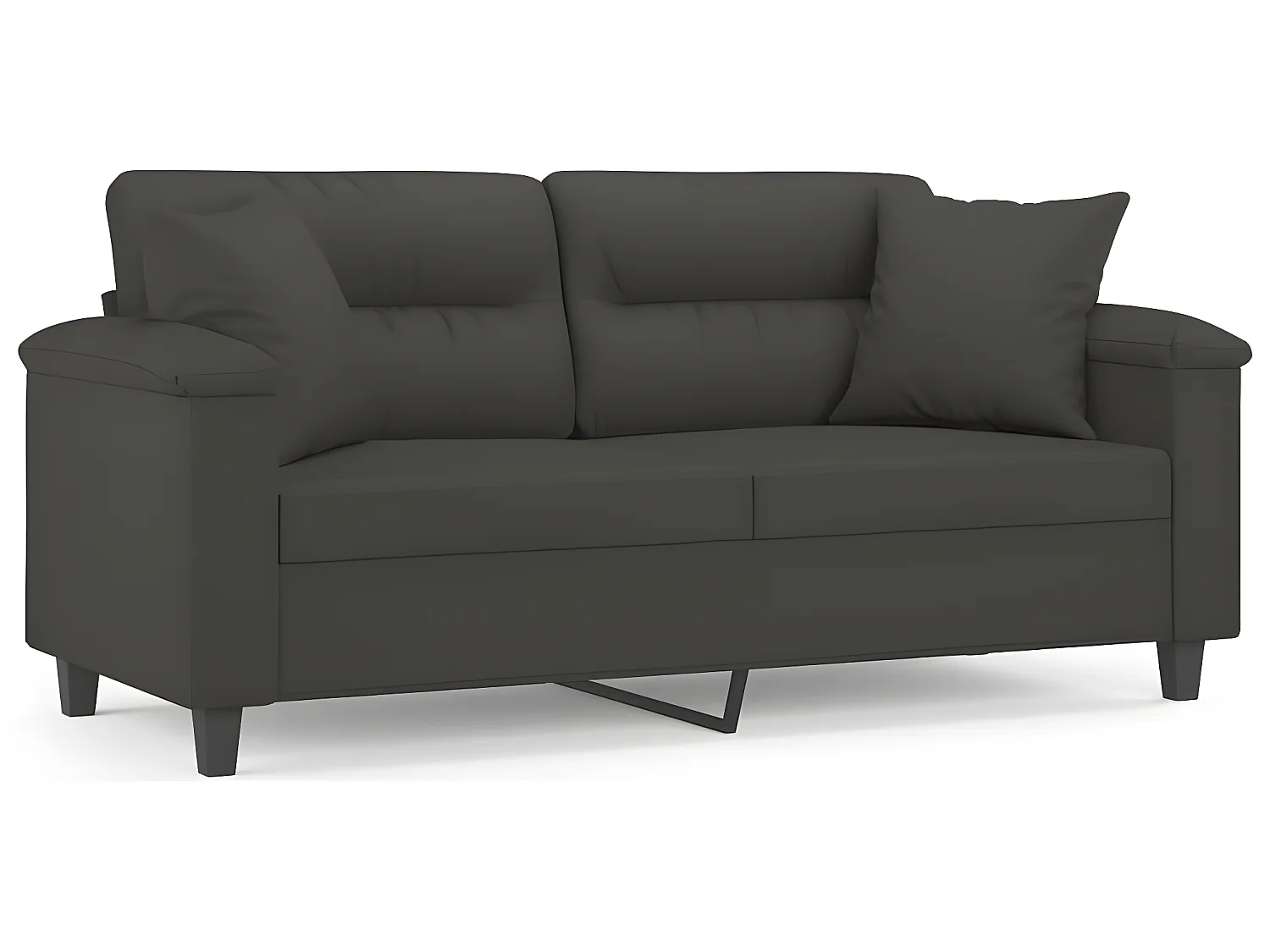 Canapé 2 places avec oreillers et coussins Gris foncé 140 cm