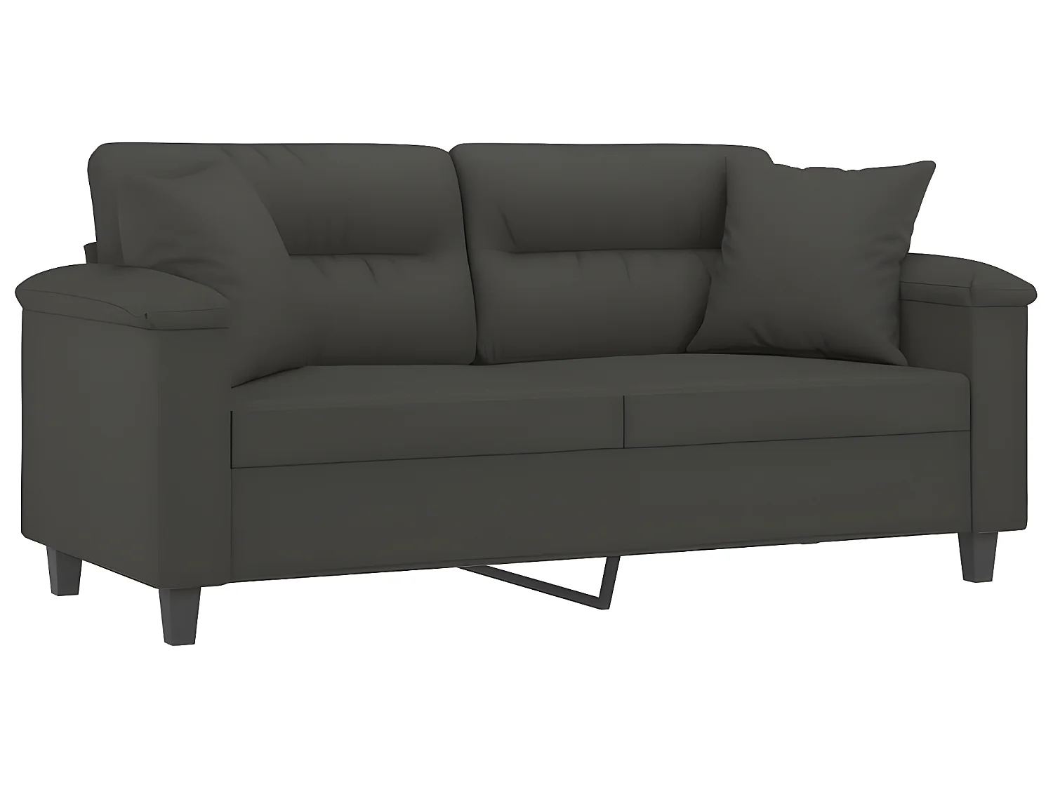 Canapé 2 places avec oreillers et coussins Gris foncé 140 cm