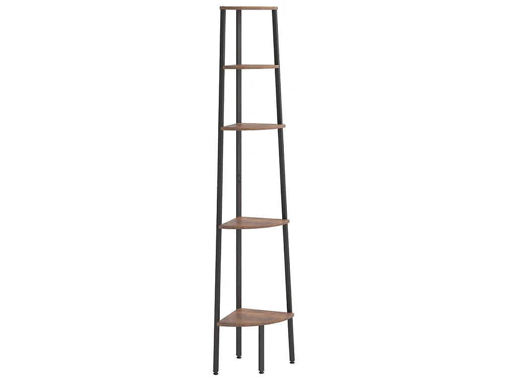 Étagère d'angle 5 niveaux Marron foncé et noir 45,5x31,5x180 cm