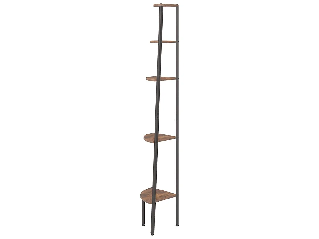 Étagère d'angle 5 niveaux Marron foncé et noir 45,5x31,5x180 cm