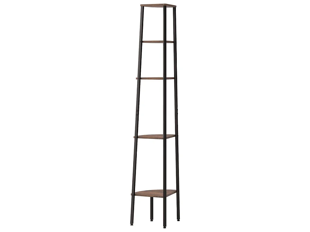 Étagère d'angle 5 niveaux Marron foncé et noir 45,5x31,5x180 cm
