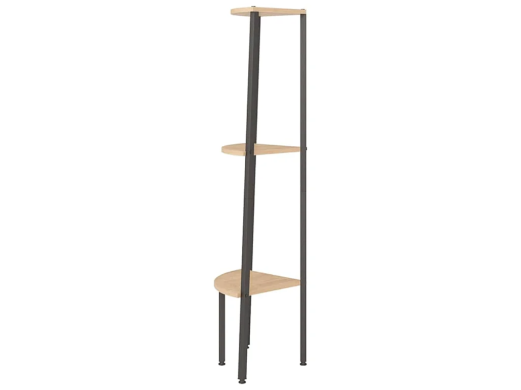 Étagère d'angle 3 niveaux Marron clair et noir 45,5x31,5x120 cm
