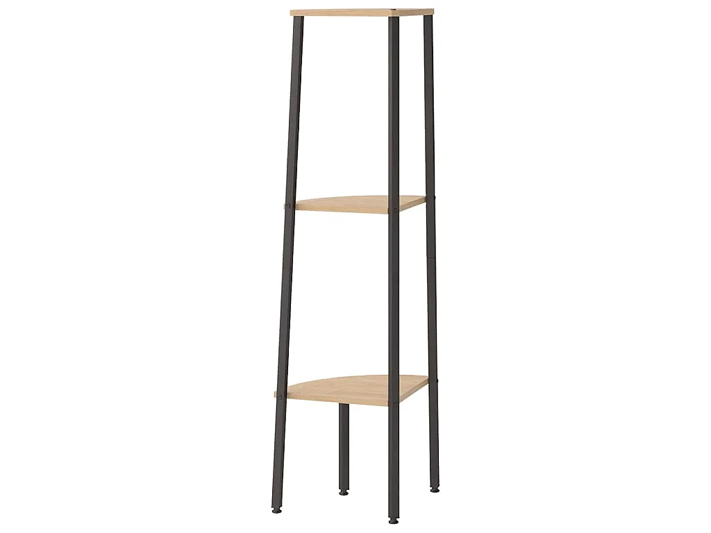 Étagère d'angle 3 niveaux Marron clair et noir 45,5x31,5x120 cm