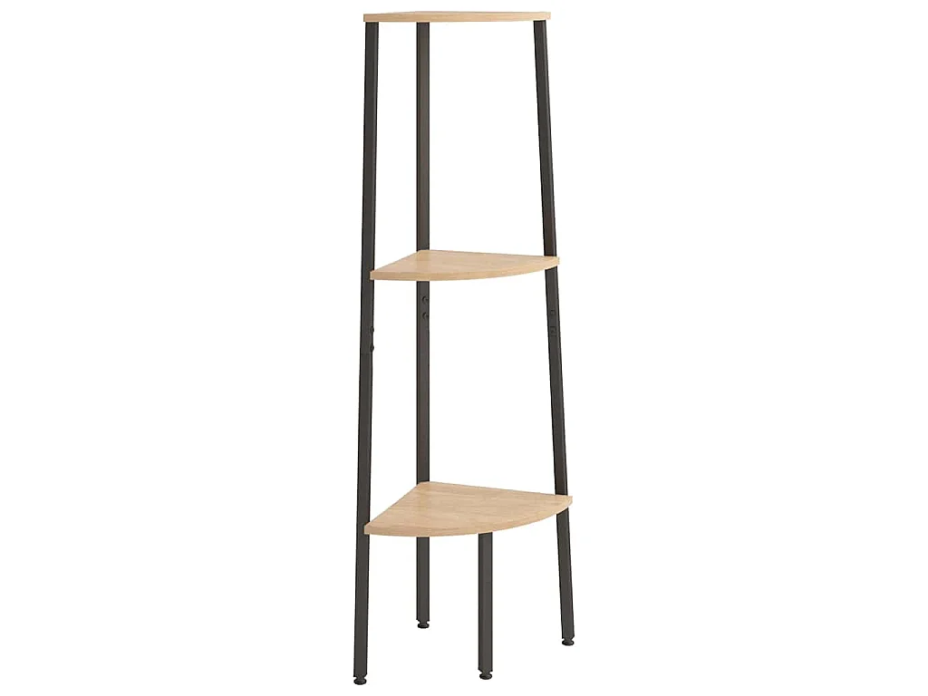 Étagère d'angle 3 niveaux Marron clair et noir 45,5x31,5x120 cm