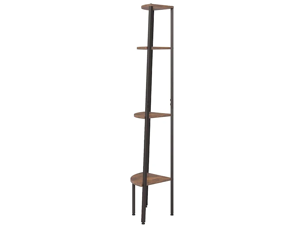 Scaffale angolare a 4 ripiani marrone scuro e nero 45,5x31,5x150 cm