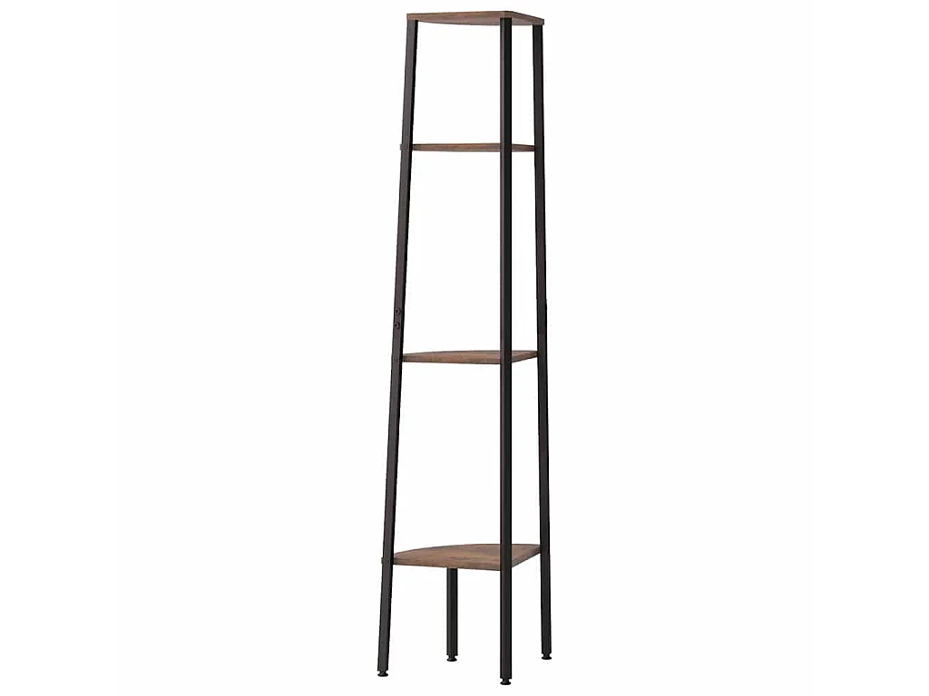 Scaffale angolare a 4 ripiani marrone scuro e nero 45,5x31,5x150 cm