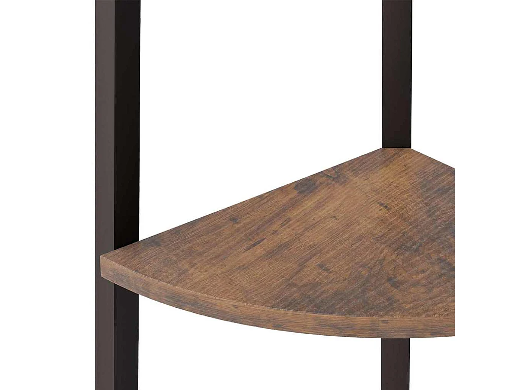 Scaffale angolare a 4 ripiani marrone scuro e nero 45,5x31,5x150 cm