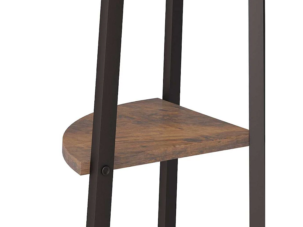 Scaffale angolare a 4 ripiani marrone scuro e nero 45,5x31,5x150 cm