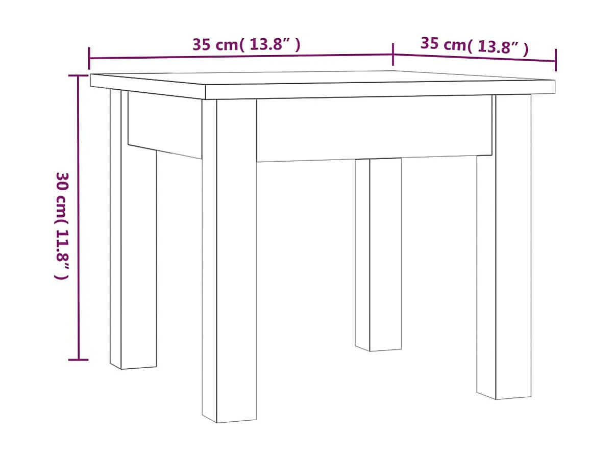 Table basse Blanc 35x35x30 cm Bois massif de pin