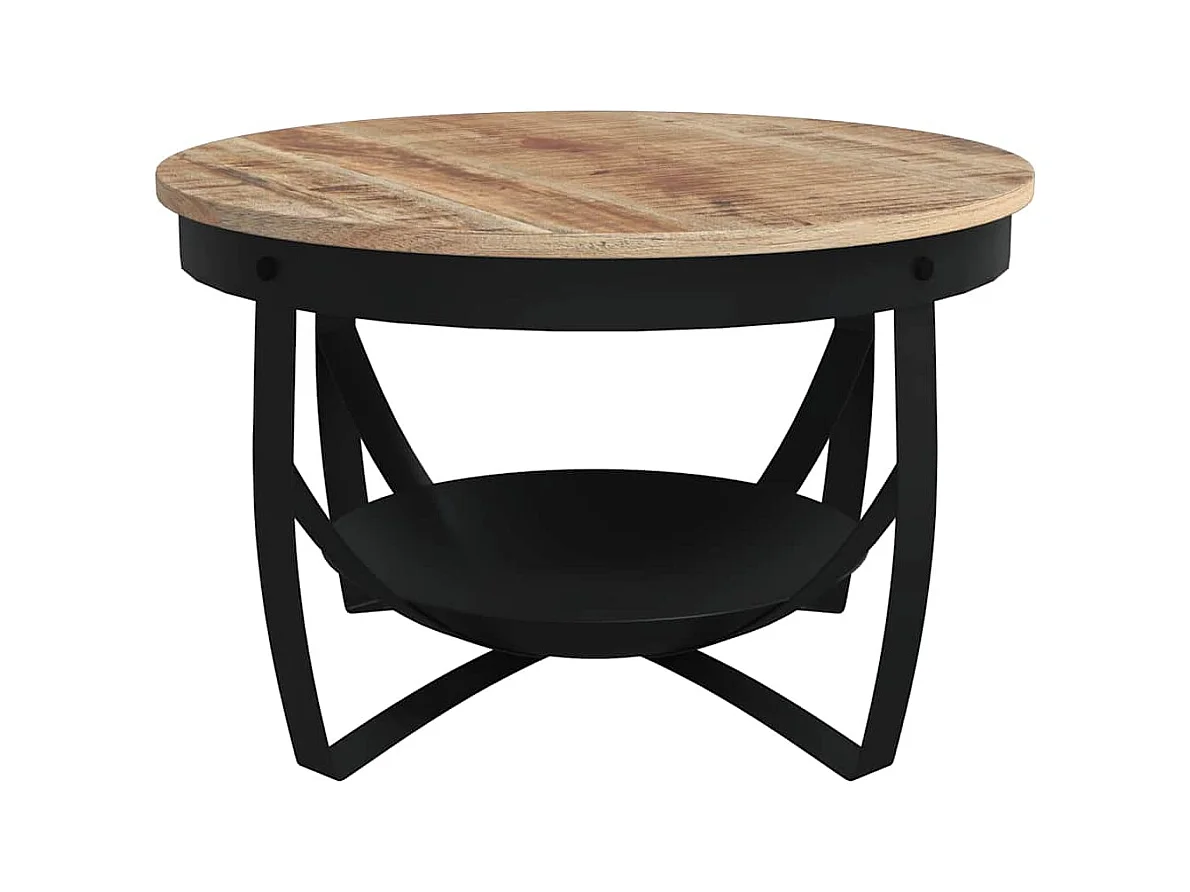 Tavolino da Salotto Ø68x43cm in Legno di Mango Grezzo