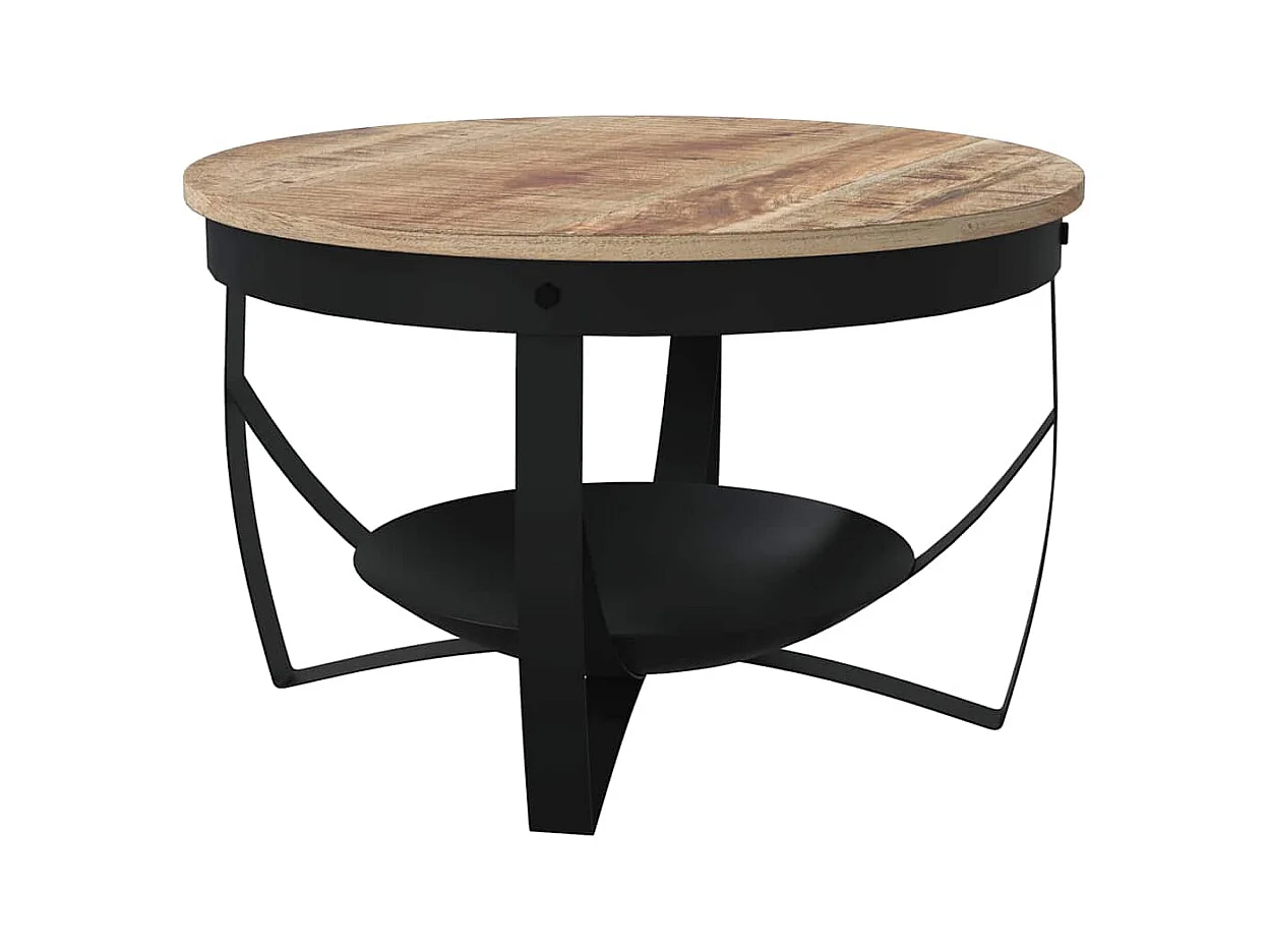 Tavolino da Salotto Ø68x43cm in Legno di Mango Grezzo