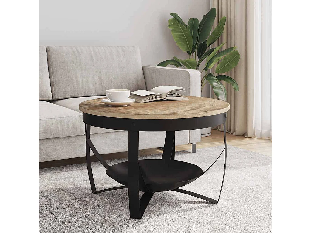 Couchtisch Ø68x43 cm Raues Mangoholz