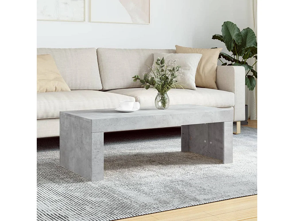 Table basse gris béton 102x50x36 cm bois d'ingénierie