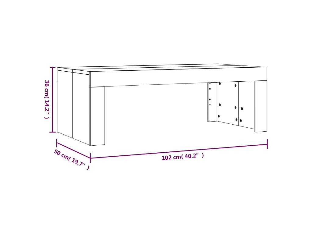 Table basse gris béton 102x50x36 cm bois d'ingénierie