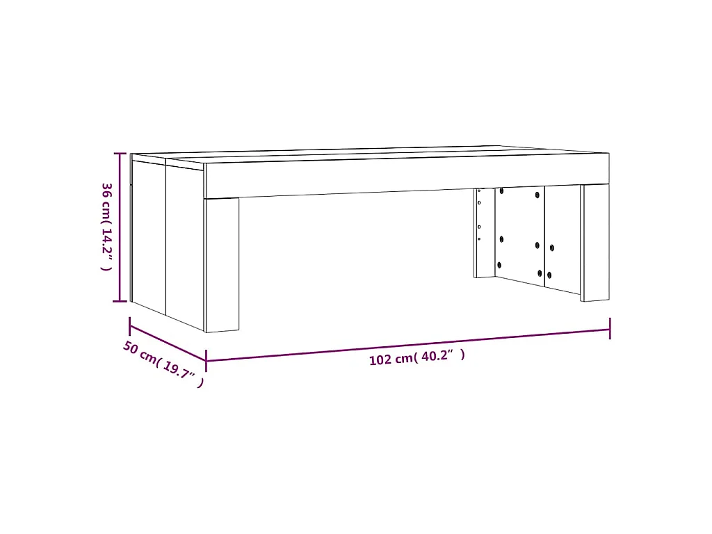 Mesa de centro madera de ingeniería gris hormigón 102x50x36 cm