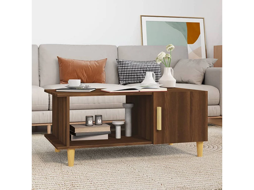 Table basse chêne marron 90x50x40 cm bois d'ingénierie