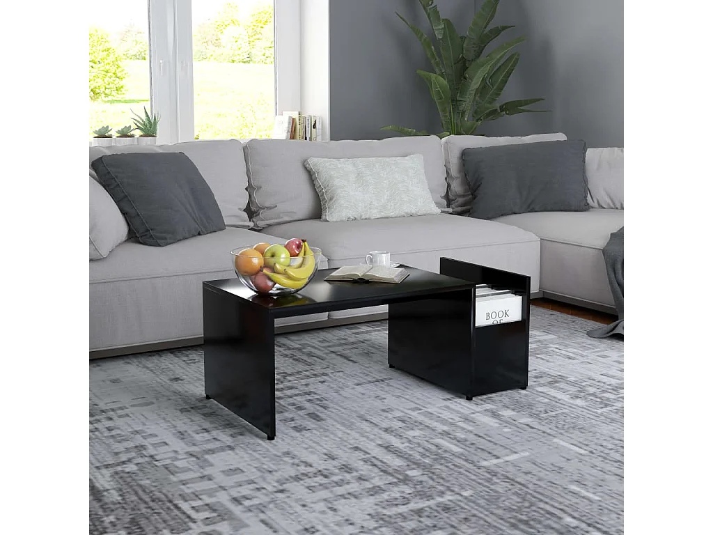 Tavolino da Salotto Nero 90x45x35 cm in Legno Multistrato